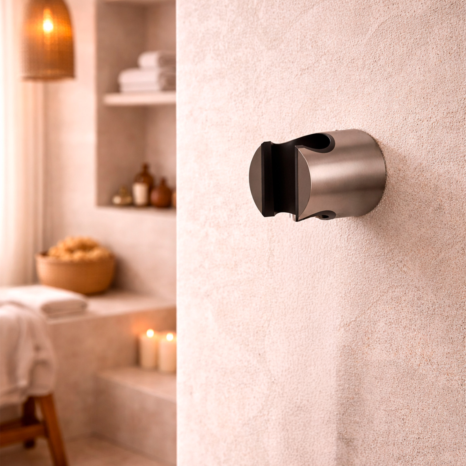 Wall Mount Shower Holder in Gunmetal 316L Stainless Steel for Durability