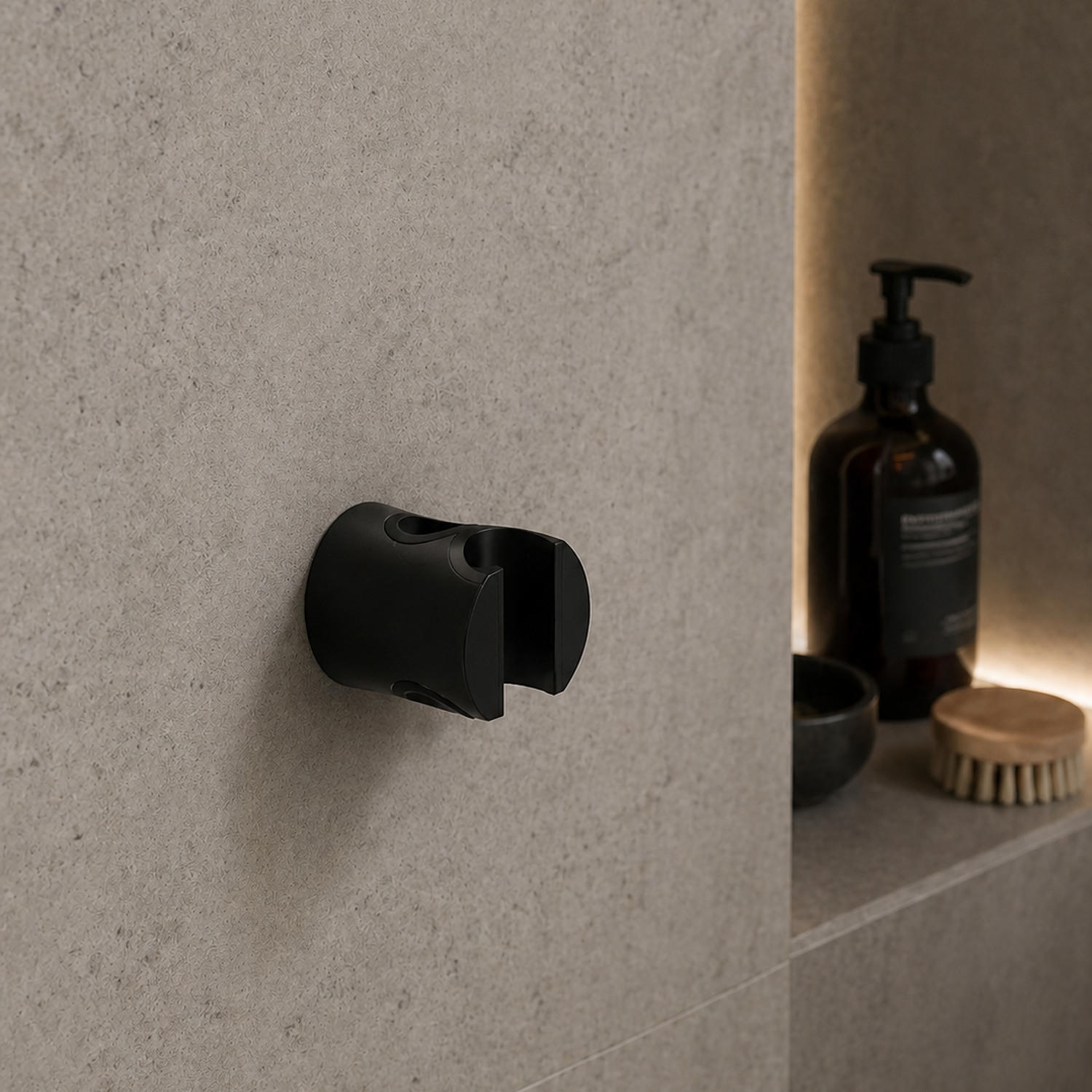 Black 316L Stainless Steel Wall Mount for Hand Shower Matte Finish