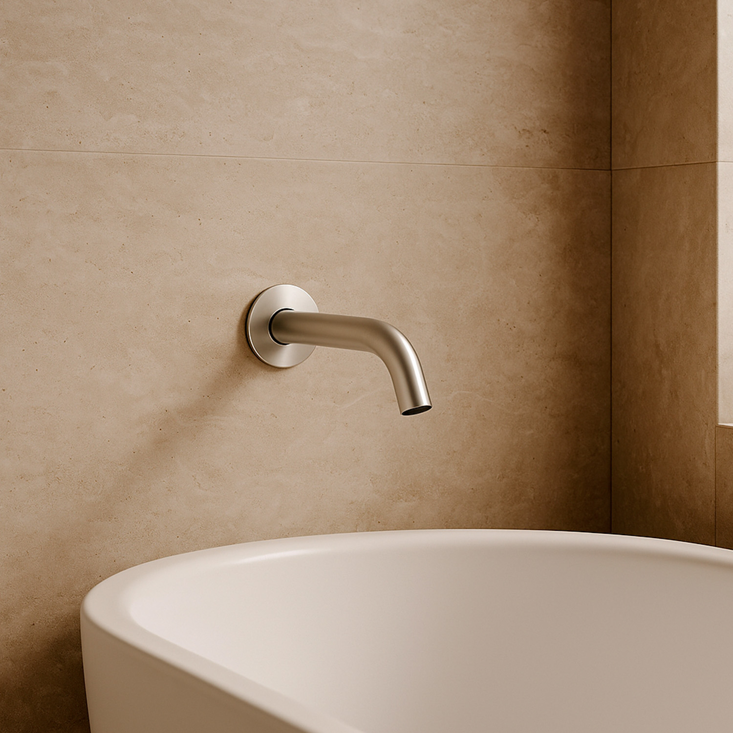 Satin Stainless Steel Wall Spout for Sink - Durable Corrosion-Resistant Design