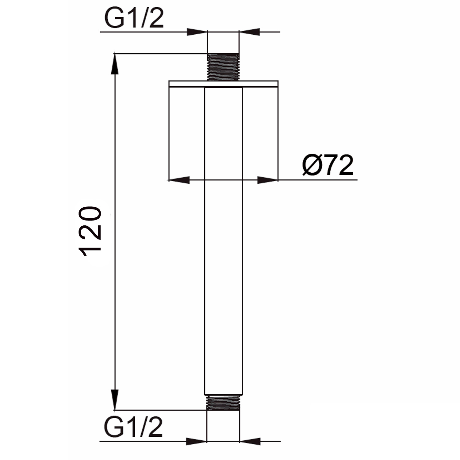 Short Ceiling-Mount Shower Arm in Gunmetal Finish Durable High-Quality Material - Image 2