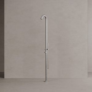 Curved Outdoor Shower In 316 Stainless Steel Sined Shower Alghero Inox