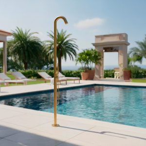 Satin Gold 316L Stainless Steel Indoor-Outdoor Shower with Mixer e Handset