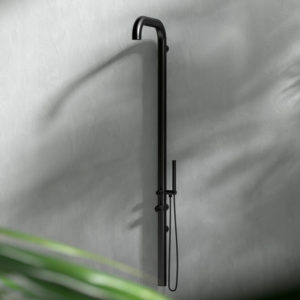 Sined Outdoor Hot And Cold Water Shower Chia Wall Inox Black
