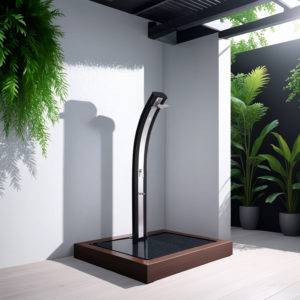 Ecological Solar Shower Black Aluminum Sined Shower Ella Black Inox