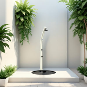 White Aluminum Solar Shower And Footwash Sined Shower Emi White