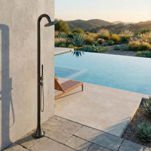 Gun Metal Stainless Steel Outdoor Shower with Dual Hot e Cold Water Inlets