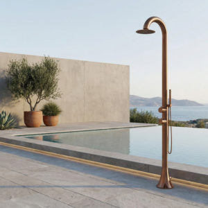 SINED Pool Shower Moon D Rose Gold Nautical Stainless Steel Handheld Shower Hot and Cold Water