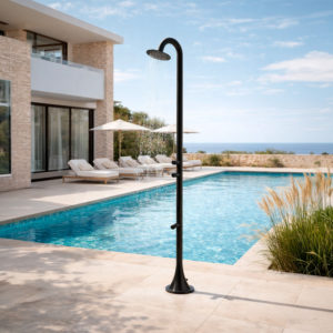 Timed Outdoor Shower Black 316L Stainless Steel Cold Water Jet