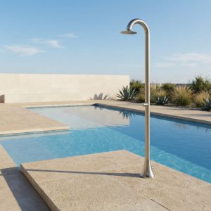 Satin Stainless Steel 316L Timed Outdoor Shower Cold Water Jet Pool-Garden