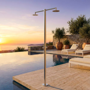 Outdoor Cold Water Shower 2 Heads Sined Shower Inox Ortro