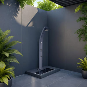 Grey Aluminum Solar Outdoor Shower Sined Shower Lea Grigia
