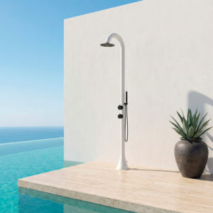 White and Black 316L Stainless Steel Nautical Shower with Mobile Handheld Head