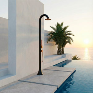 Black and Rose Gold 316L Stainless Steel Outdoor Shower with Dual Water Inlets