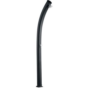 Black Aluminium Curved Shower Column 226 cm Single Connection Tube Coin-Op Ready