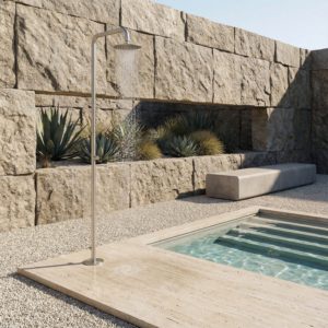 Outdoor Shower Stainless Steel AISI 316 Satin Inox 25 cm Head Floor Mount