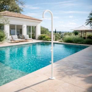 White 316L Stainless Steel Outdoor Shower Resistant to Corrosion and Durable