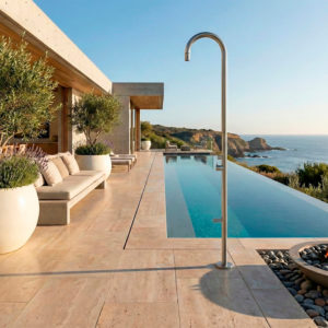 Matte Stainless Steel 316L Outdoor Shower Resistant to Salt Fog and Water