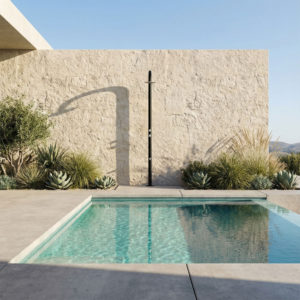 Black Stainless Steel Outdoor Pool Shower with Mixer and Footwash AISI 316L