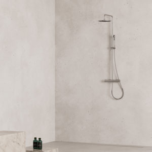 Thermostatic Wall-Mounted Shower in Satin Stainless Steel with Handheld Sprayer