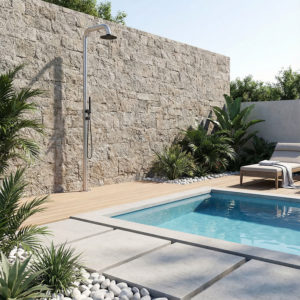 Outdoor Garden Shower Inox Black Marine Steel AISI 316L 25cm Head Hot e Cold