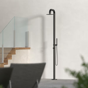 Black Curved Garden Shower With Hand Shower Sined Shower Pula Black