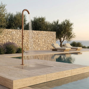 Rose Gold AISI 316L Stainless Steel Outdoor Shower Hot-Cold Diverter Foot Wash