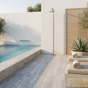 Gunmetal PVD Stainless Steel Outdoor Shower with 25cm Head and Floor Fixings