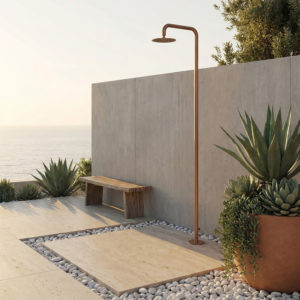 Rose Gold AISI 316L Stainless Steel Outdoor Shower Cold Only Ø25cm Head