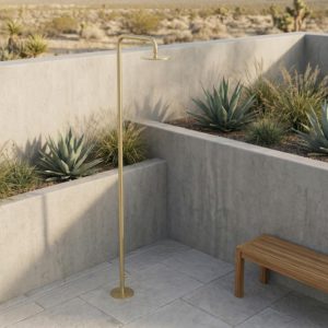 316L Stainless Steel Gold Outdoor Cold Water Shower 25 cm Head 1-2 Rear Inlet