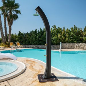 SINED black solar shower 40L 226cm gold brass antiscale outdoor