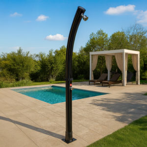 Black PVC Outdoor Shower with 18L Tank and 7cm Round Shower Head