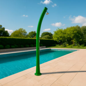 Green HD Polyethylene Outdoor Shower with Solar Heating and Accessories