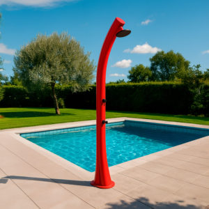 Red solar shower 40L for outdoor use with sunheated hot water RIOXXL