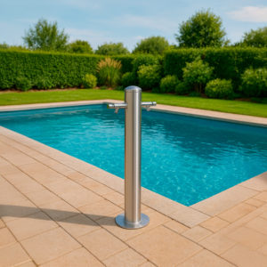 Stainless Steel Water Fountain with Timed Buttons and Dual Outlets 82 cm