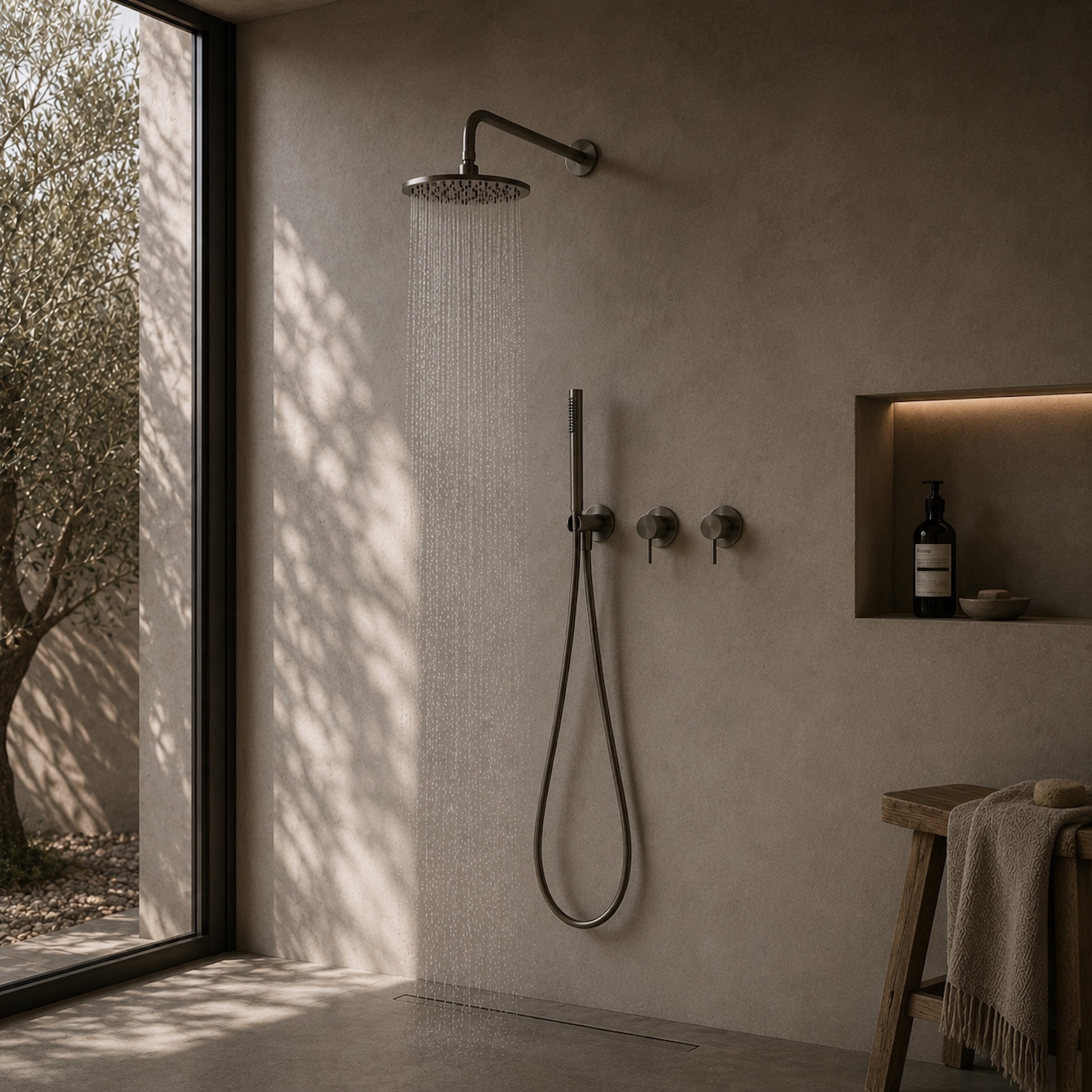 Gunmetal 316L Stainless Steel Concealed Wall Shower Kit 25cm Head Mixer