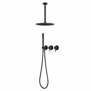25 cm Ceiling Cold Water Shower Kit Black 316L Stainless Steel