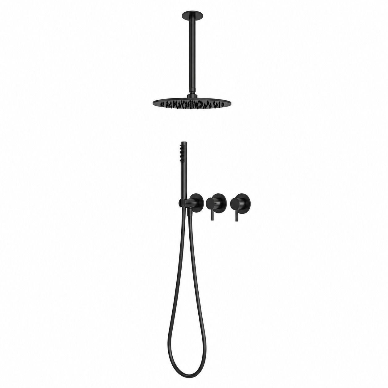 30 cm Ceiling Shower Kit Black 316L Stainless Steel Cold Water Only
