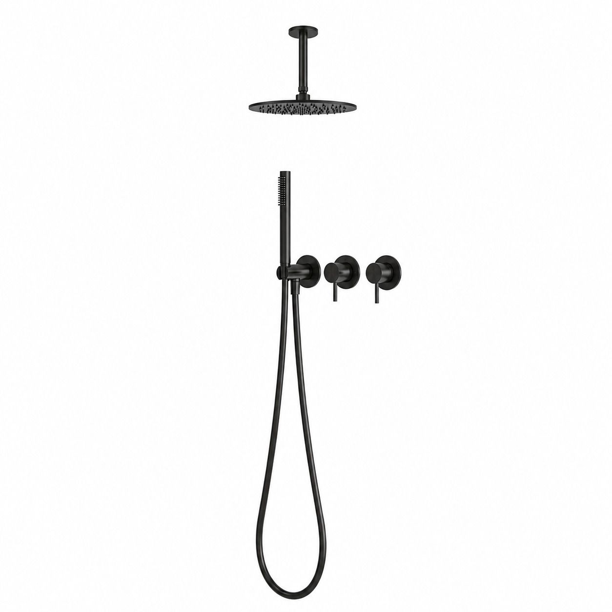 Black 25 cm Short Ceiling Shower Kit 316L Stainless Steel