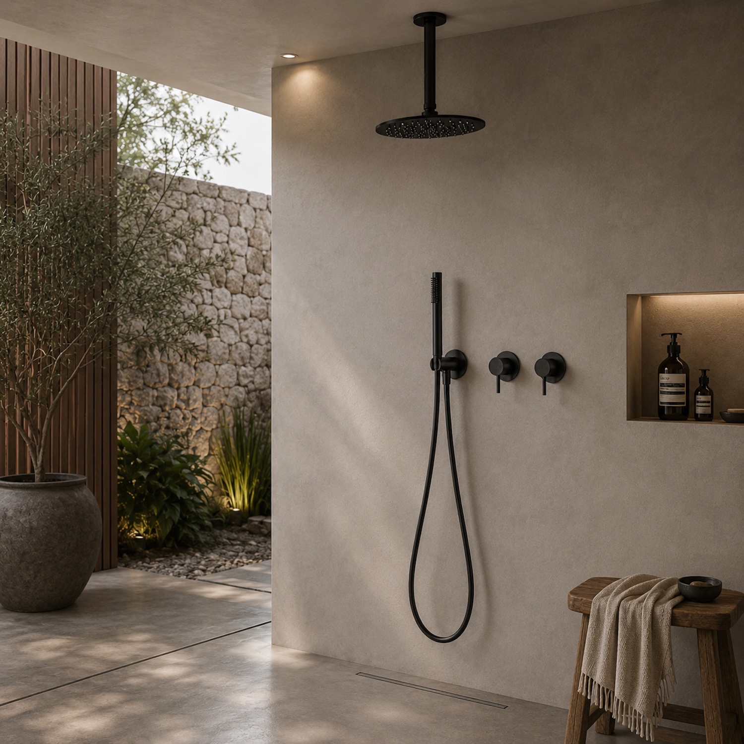 30 cm Black 316L Stainless Steel Ceiling Shower Kit