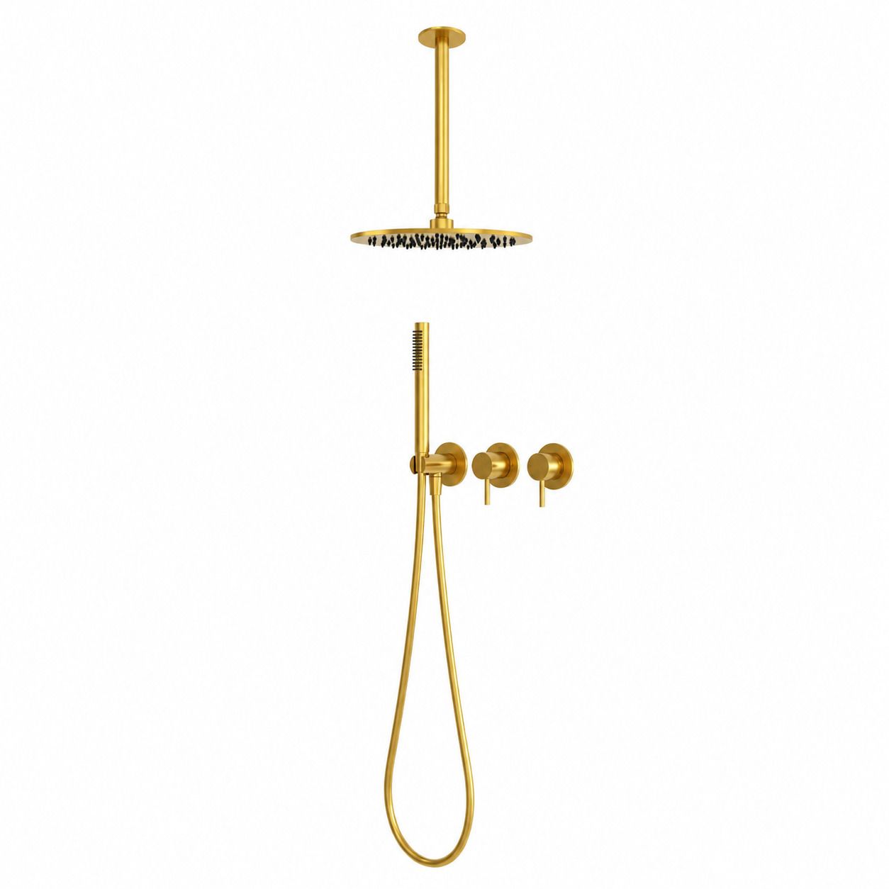 Gold Stainless Steel 316L Ceiling Shower Kit with 30 cm Arm Anti-Limescale - Image 2