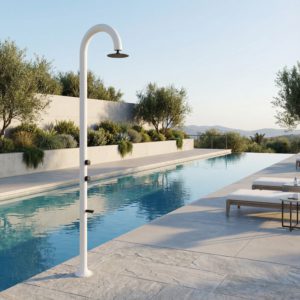 White Aluminum Shower with HotCold Mixer FootWash Dual Water Inlet