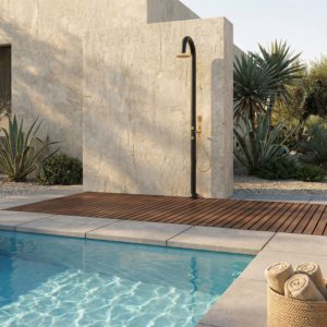 Black e gold aluminium shower with hand shower for indooroutdoor