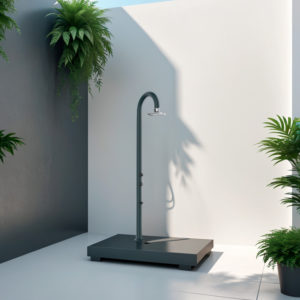 Grey aluminum shower LED sensor foot tap hotcold water