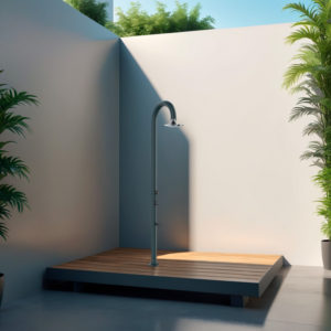 Grey LED shower 3 jets with sensor indooroutdoor use
