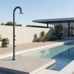 Grey aluminum shower dual inlet foot wash and temp mixer included