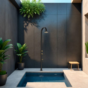 Blackgold aluminum shower indooroutdoor hot and cold water