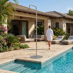 316L Stainless Steel Inox Pool Shower with 20 cm Anti-Limescale Head