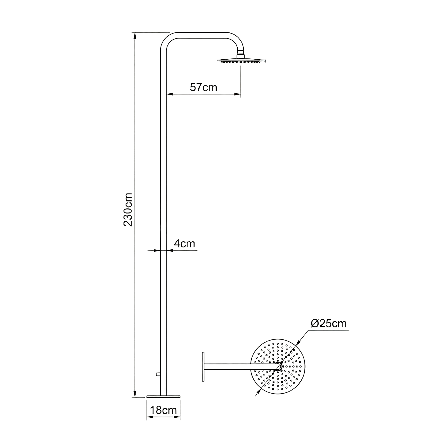 elegant outdoor shower in inox 316l - invest in luxury today! 316L stainless steel shower cold water MX3038C.
