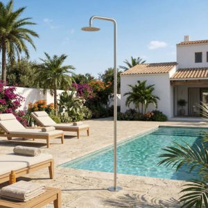 316L Stainless Steel Inox Pool Shower 25 cm Anti-Limescale Head Bottom Inlet