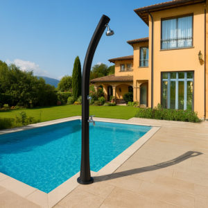 Solar heated shower 25L tank Polyethylene 225cm Foot tap